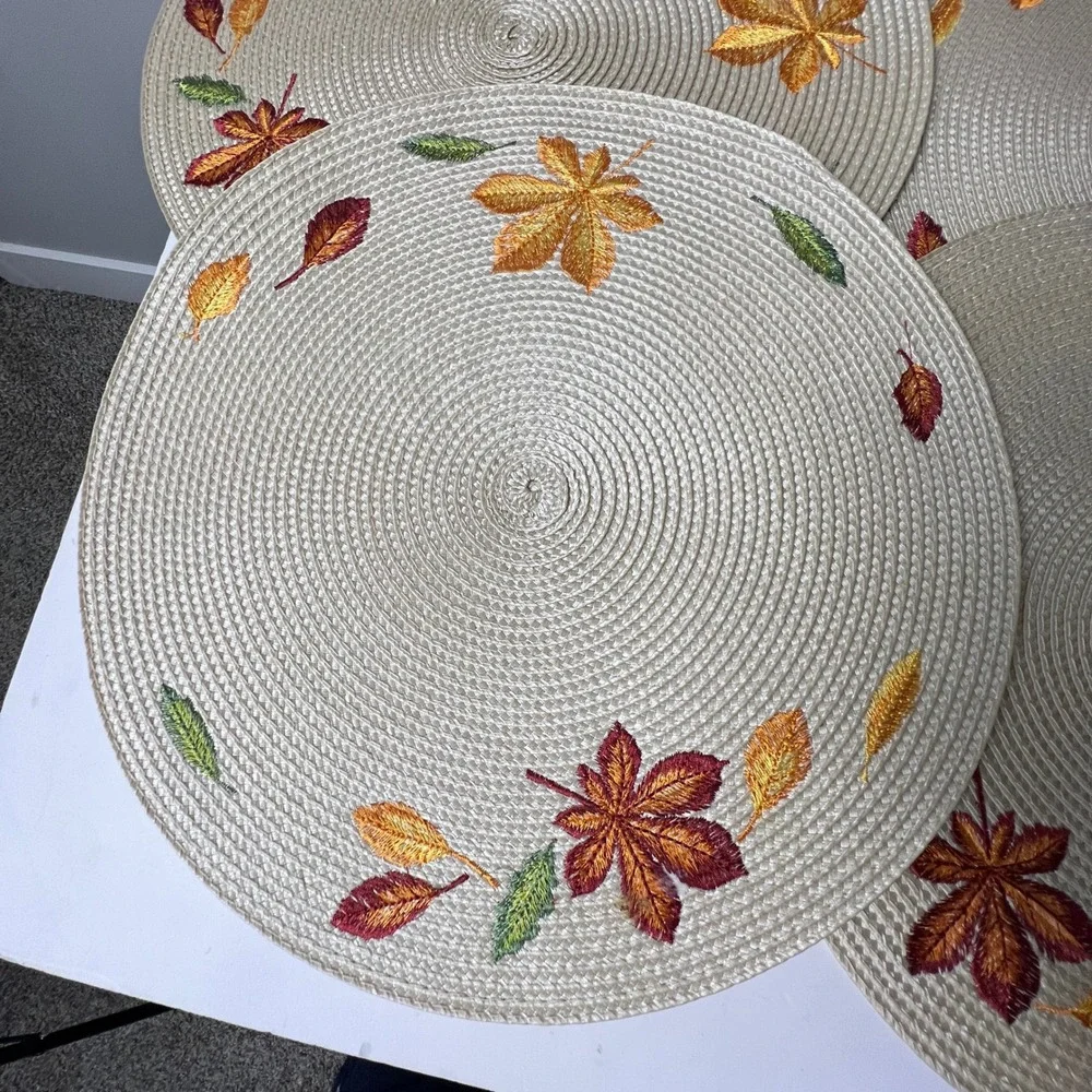Embroidered Fall Harvest Placemats Set of 4 15